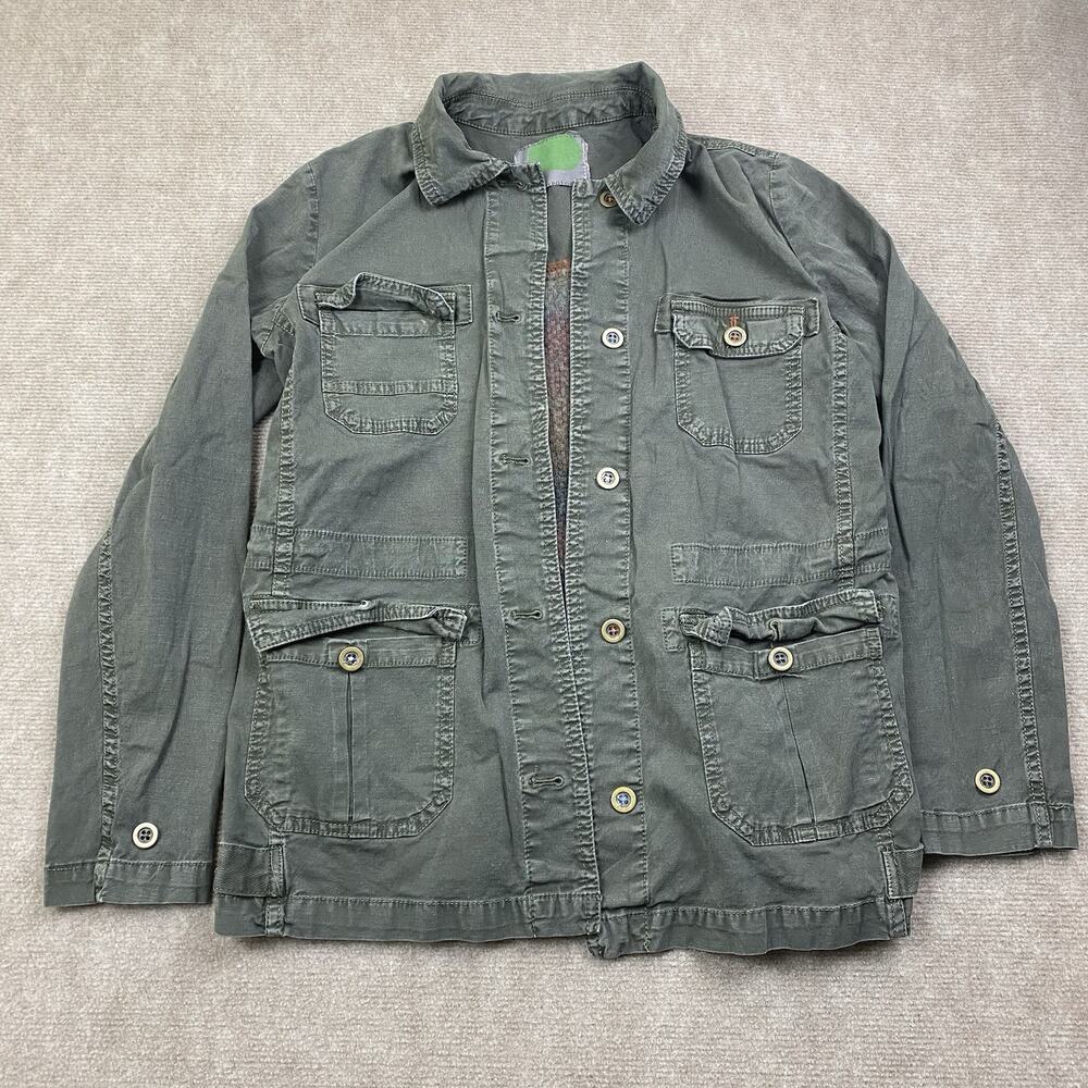 Anthropologie Arley Sweater Back Anorak Green Khaki Army Boho Jacket Size Medium